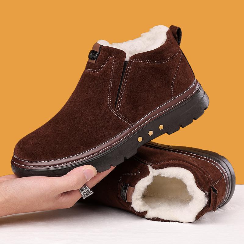 New Large-sized Winter Men's Cotton Shoes and Snow Boots Anti-slip Cold-proof Thickened Warm and Fleece Cotton Boots