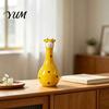 Cute Animal Shaped Floral Container Polka Dot Giraffe Vase, Hand-painted Resin Flower Creative Big-mouthed Unique Home Decor Accents Holder for Living
