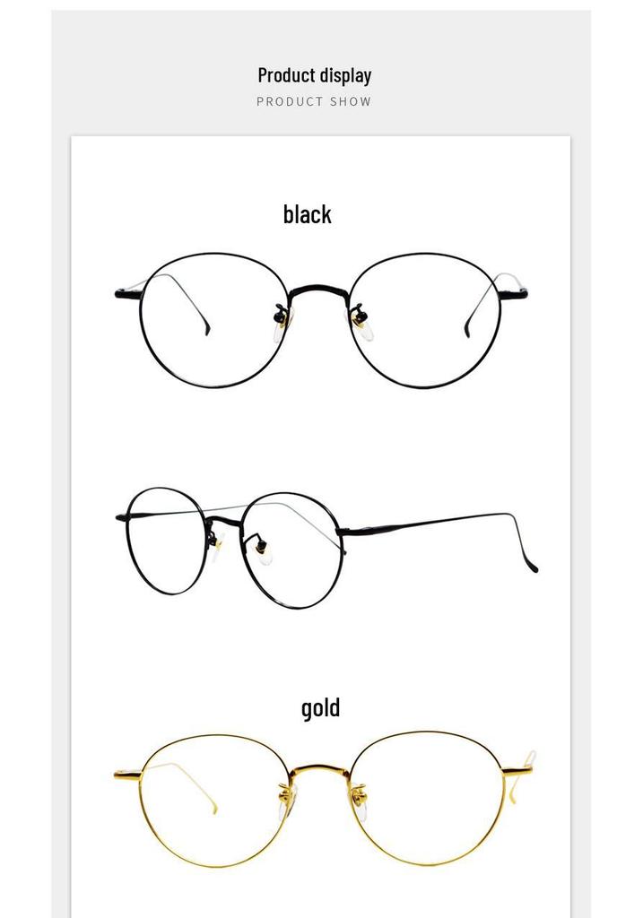 Ultra-Light Round Pure Titanium Glasses Frame with Anti-Blue Light Lenses for Men & Women