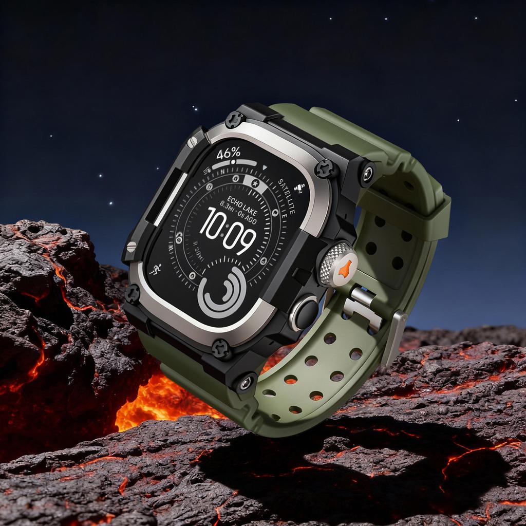 Rugged Integration Band with Case For Apple Watch Ultra 3/2/1 49mm Sport Silicone Strap with Metal Bumper Cover for iWatch Ultra