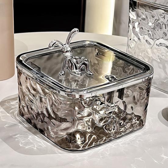 Transparent Storage Box Desktop Organizer with Press Type Lid Dressing Table Storage Case for Keys Trinkets Hairpins Scrunchies