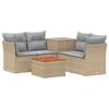 Sofa Set 6 Pieces Beige and Light Gray Poly Rattan and Steel