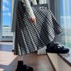 Women's High-Waisted Plaid Pleated Wool Midi Skirt - Fashionable, Slimming, A-Line Design