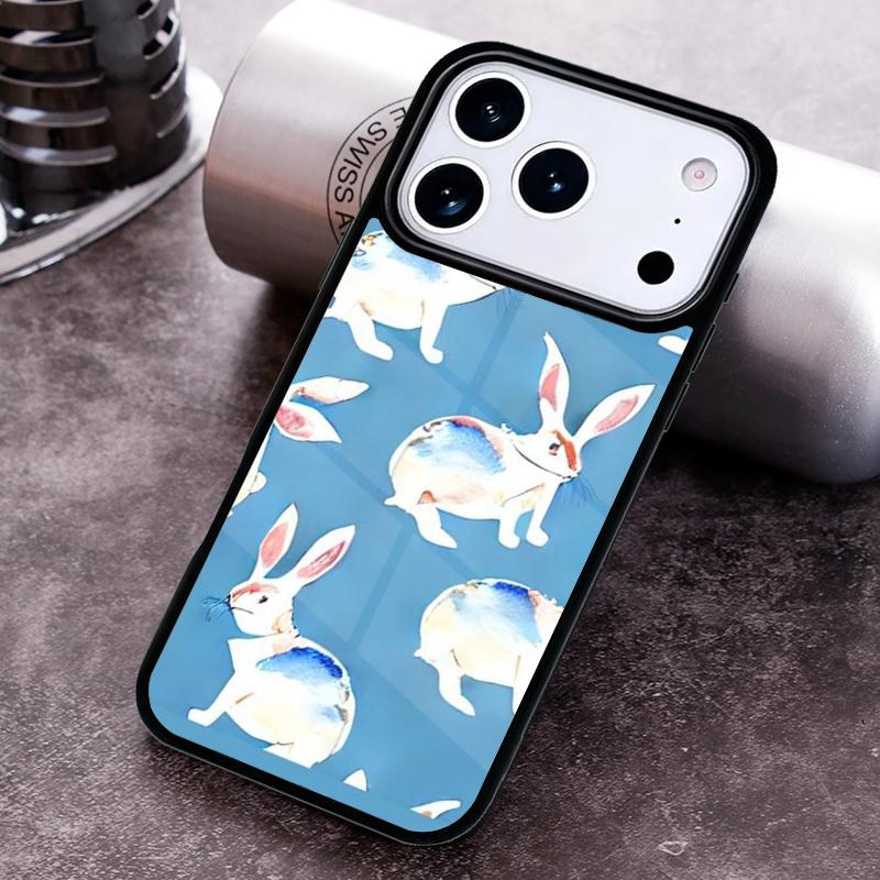 Bunny Rabbit Painting Design Phone Case For iPhone 17 16 15 14 13 12 11 Pro Max Plus 17Air Soft Silicone Cover