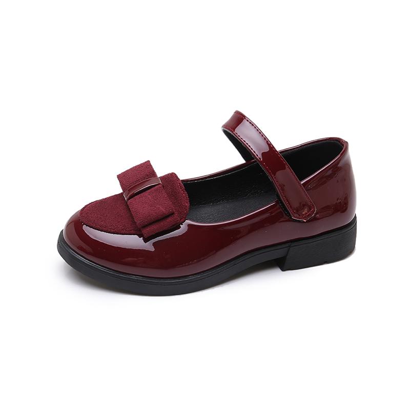 Girl's Leather Shoes Princess Dress Shoes for Kids Big Girls Casual Student Flats Spring/Autumn New Style Sweet with Bowtie