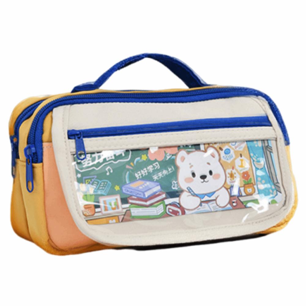 Bear Pencil Storage Bag Large Capacity Pen Organizer Pouch Trendy Zipper Stationery Bag  Student