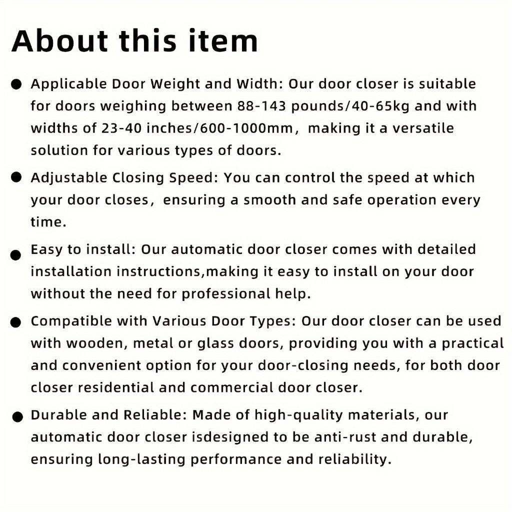 Automatic Door Closer - Matte Metal Finish, Touch & Remote Control, Hardware, Durable Metal Material, for Home/Office Use
