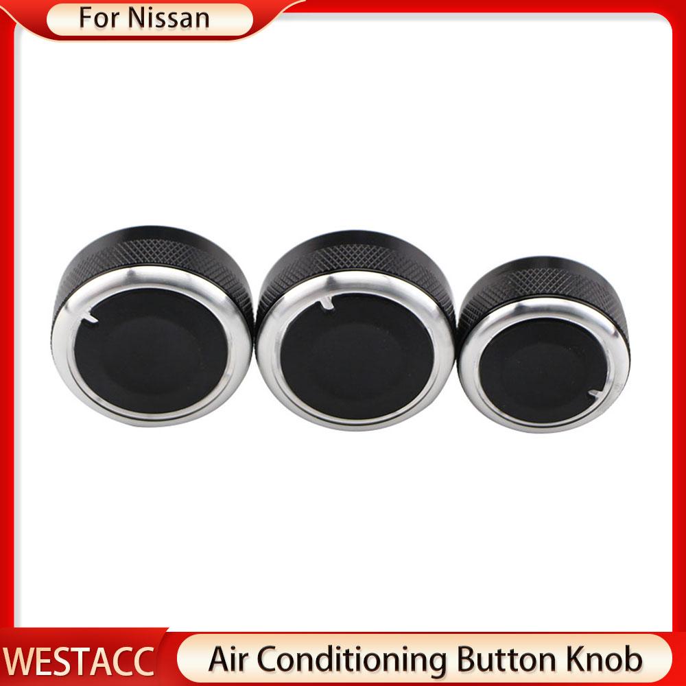 3Pcs/set Aluminum Alloy Car Air Condition Knob AC Button Knob for Nissan TIIDA NV200 LIVINA 04-10 Geniss Sylphy 2012
