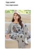 Women's Cute Cartoon Cotton Pajama Set with Chest Pad – Long Sleeve & Pants for Spring/Autumn