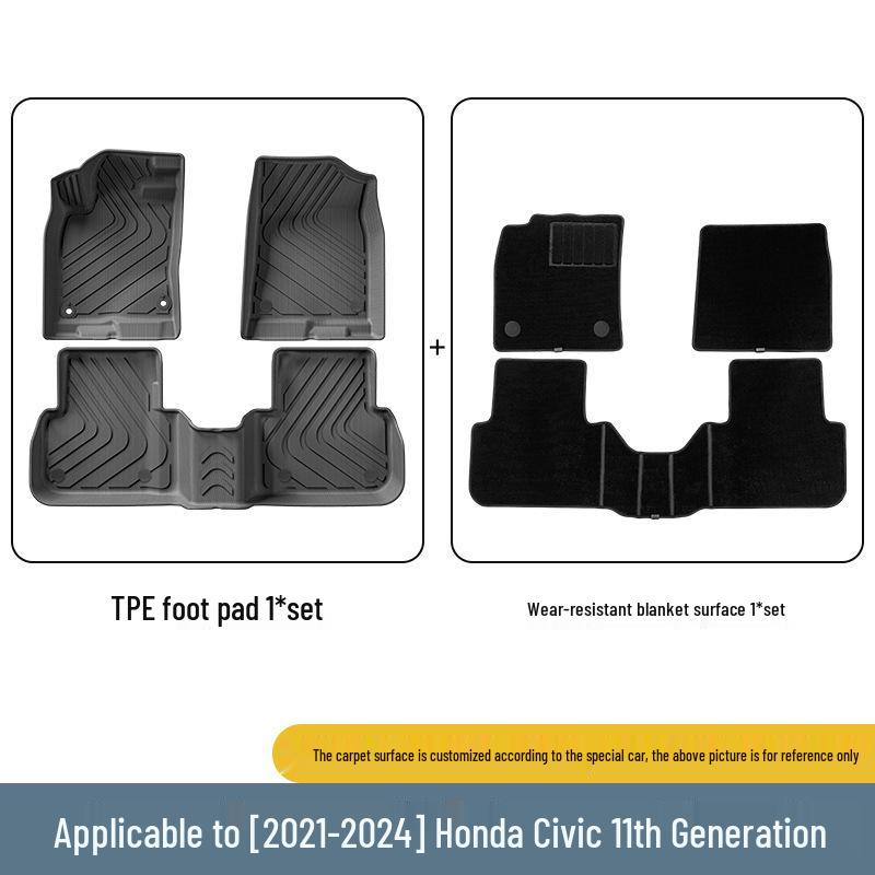 TPE Floor Mats & Trunk Liner for 2016-2024 Honda Civic (10th/11th Gen)