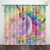 2 Stück verträumte Vorhänge mit Einhorn-Musterdruck, rosa Cartoon-Blume Regenbogen zur Dekoration, Schlafzimmer, Wohnzimmer