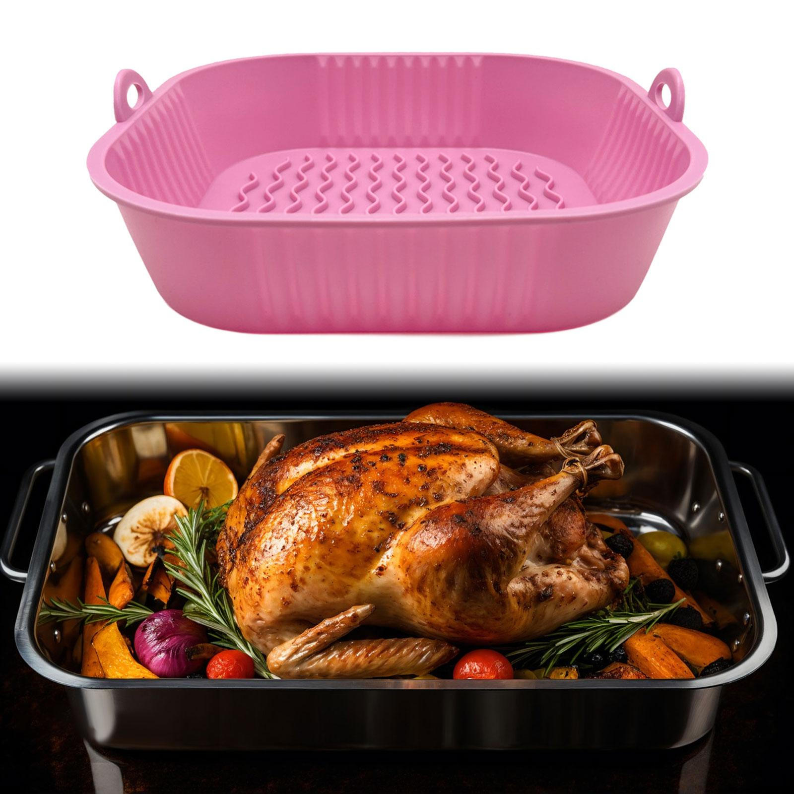 

Silicone Air Fryer Liner Basket Convenient Multifunction1 Multipurpose Kitchen Tool Baking рожевий