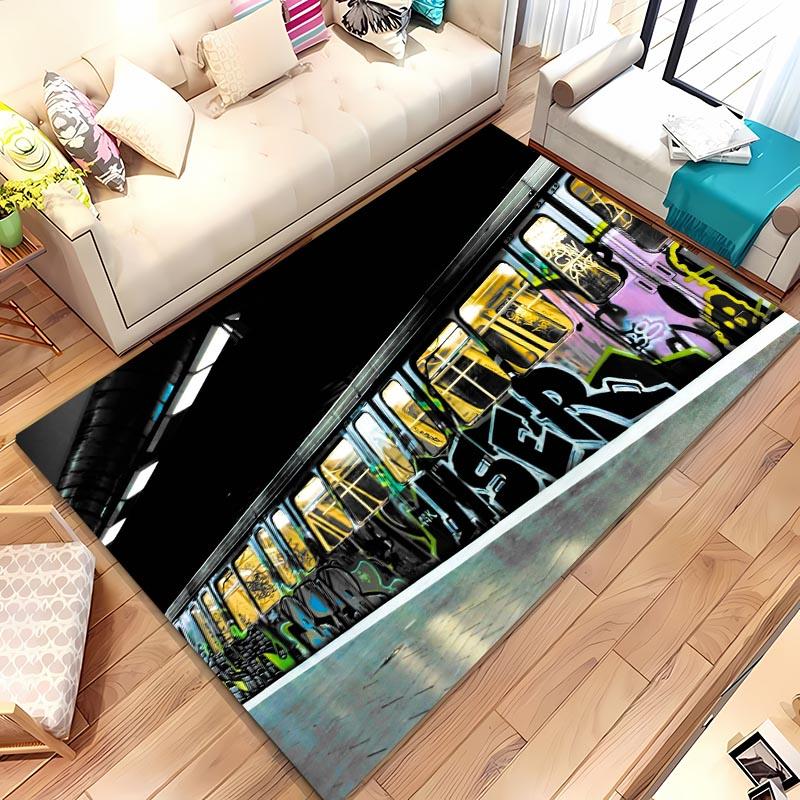 Colourful Graffiti 3D Printing Area Carpets for Home Living Room Kids Bedroom Sofa Doormat Kitchen Floor Rugs Anti-slip Decor