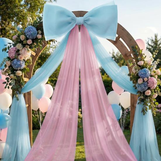 Giant Bow Decoration 39x59 Inch Large Tulle Ribbon Bow Knot for Party Wedding Birthday Wall Door Hanging Ornament Shower Decor & Gift Wrapping