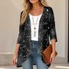 Women's Halloween Print 3/4 Sleeve Lightweight Loose Fit Cardigan for Casual Wear