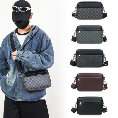 Moda Bolsa Masculina de Couro Tendência Bolsa de Ombro Bolsa Transversal Casual Negócios Couro Masculina Pequena Pasta de Ombro