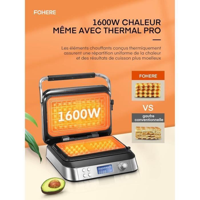 Gaufrier - fohere - double intelligent pro - 1600 w - 5 programmes - acier inoxydable