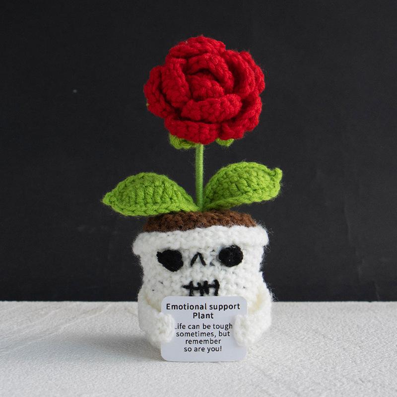 

2025 Halloween crochet flower potted Halloween gift emotional support crochet handwoven plant table decor crocheted gifts