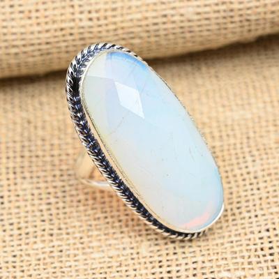 Milky Opal Gemstone Handmade 925 Sterling Silver Ring Jewelry For Love