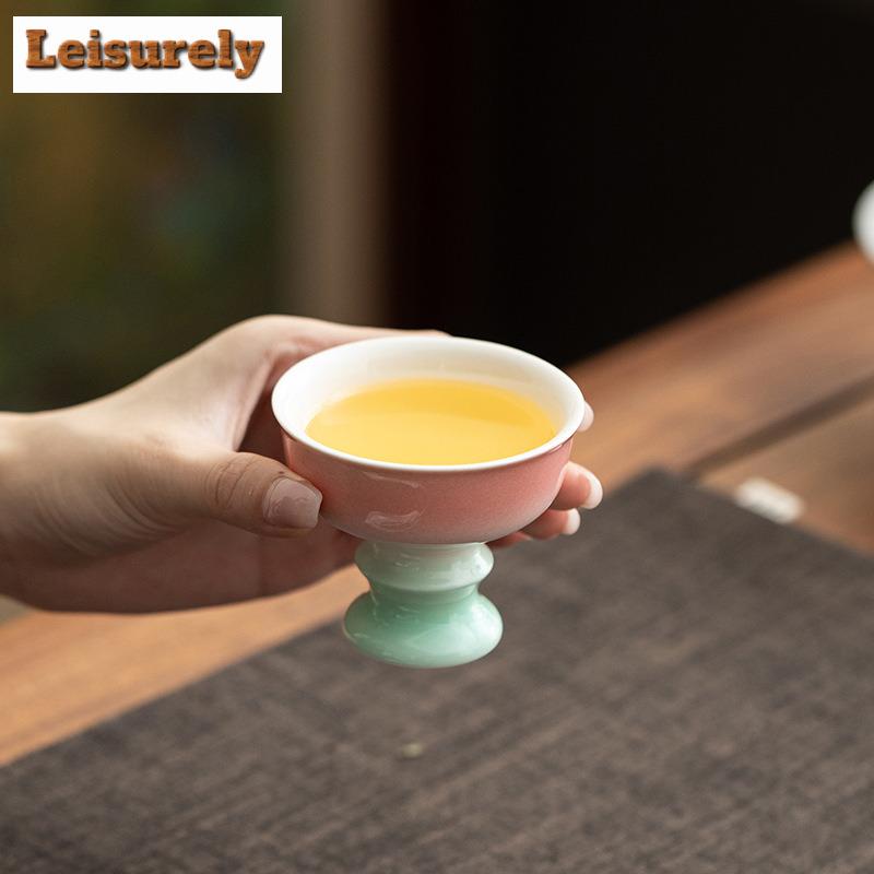 White Blue Underglaze Red Teacup Zen Tea Bowl Cute Cup Tea-tasting Meditation Cup Jianzhan Master Cups Tea Services Supplies