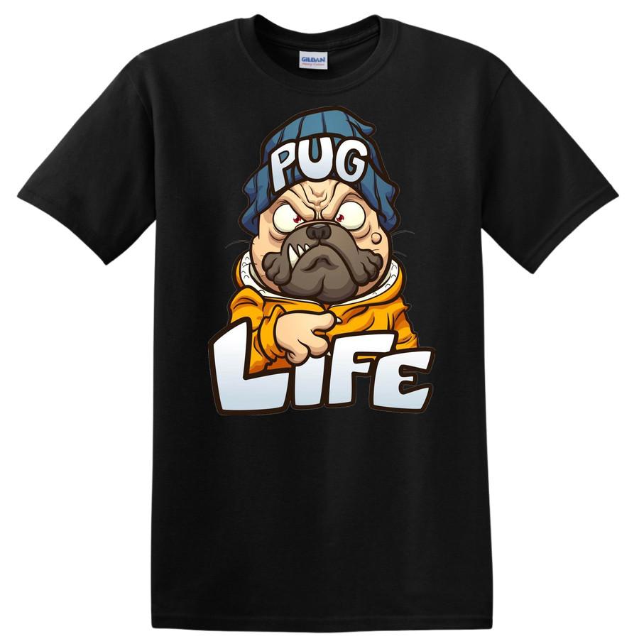 Pug Life Cartoon T Shirt Funny Dog Graphic Tee for Pet Lovers M