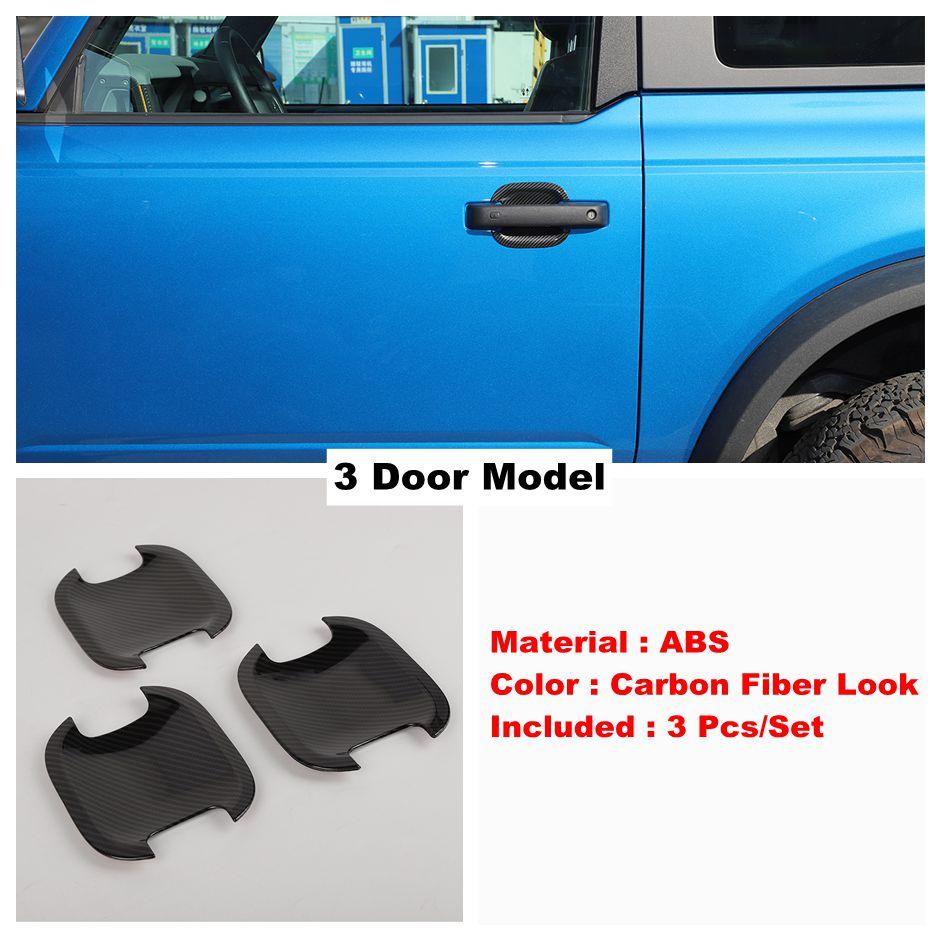 

ABS Car Side Door Pull Doorknob Handle Bowl Decor Frame Cover Trim For Ford Bronco 3 / 5 Doors - 2024 Exterior Accessories Carbon Fiber -3 Door