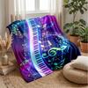 Music Notes Piano Keys Theme Blanket Lightweight Warm Flannel Blanket Decorative Throw Blanket for Home Decoration
