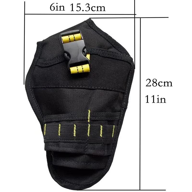 Oxford Fabric Tool Pouch with Buckle Closure, Multi-Pocket Electrician Utility Bag for Hand Tools & Power Drill