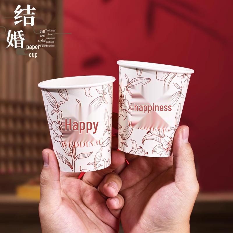 

Одноразовые бумажные стаканчики «Двойное счастье» - Свадебная и Новогодняя тематика, Утолщенные