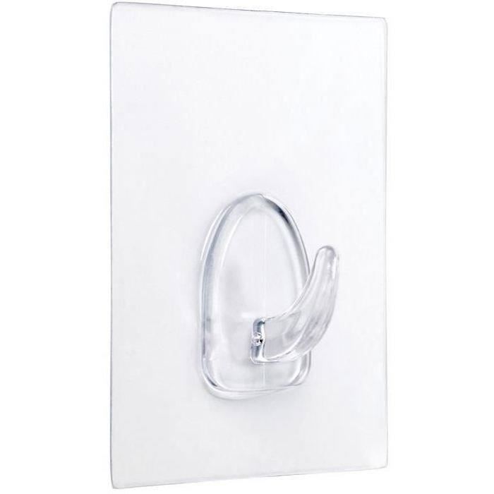 Crochet adhérent ventousé - INOFIX - 80x62mm - Transparent - Fixation à ventouse - Ronde