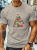 Dachshund Merry Christmas Tree Graphic Print Mens Casual Short Sleeve TShirt Crew Neck Cotton Tee