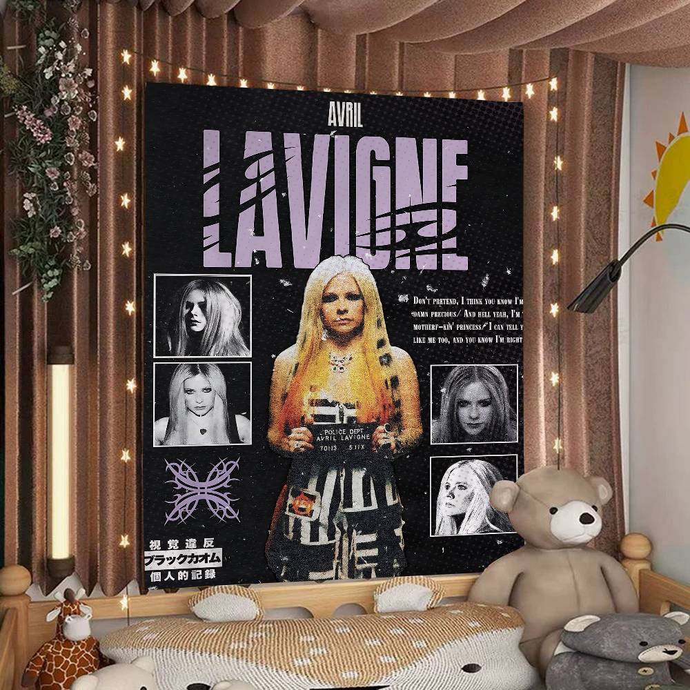 Arazzo da Parete Avril Lavigne The Black Star Tour 2012 Live in Concerto Decorazione Nostalgica per Stanza per Fan di Musica Pop Punk dei Primi Anni 2000