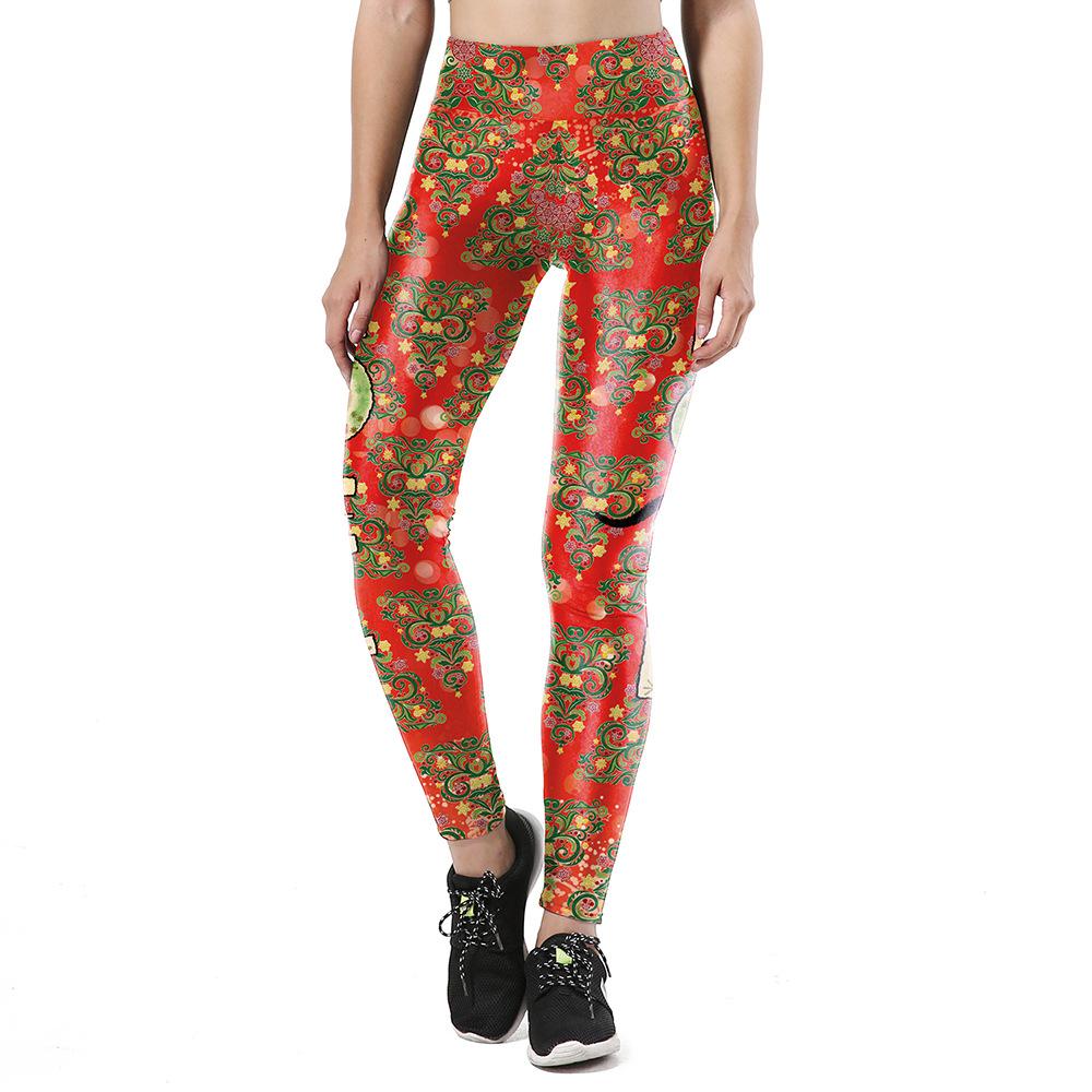 European and American women's clothing Christmas women's print sports fitness yoga sports leggings