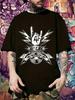 Rock Band Graphic T-shirt - Black Tee with White Music Icons