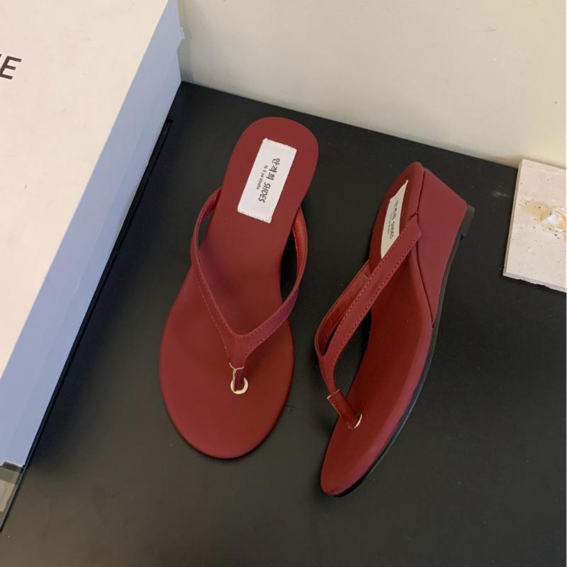 Fashion SUOJIALUN 2024 Summer New Women Slipper Fashion Low Weadge Heel Ladies Elegant Flip Flops Shoes Outdoor Casual Beach Slides Shoe
