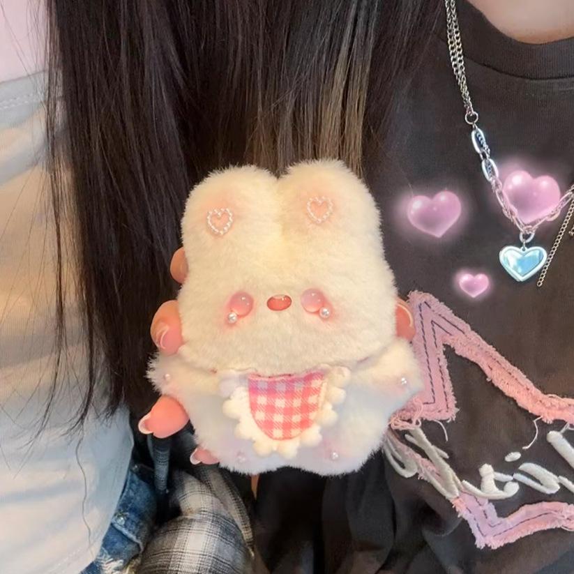 Handmade DIY Bib Rabbit Doll Homemade Material Bag Sewed Plush Bunny Pendant That Will Squeak