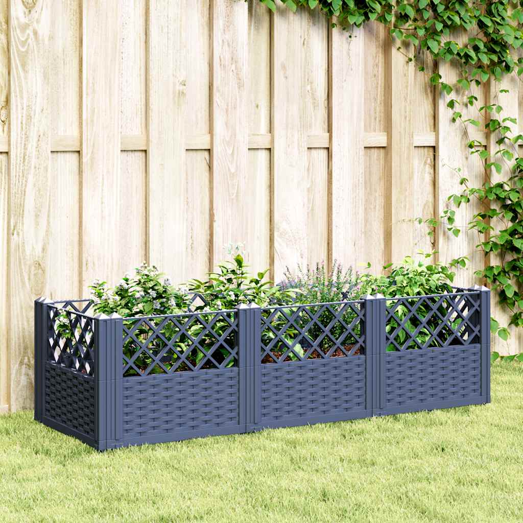 Plant Box with Ground Spikes Blue Grey 123.5 x 43.5 x 43.5 cm PP