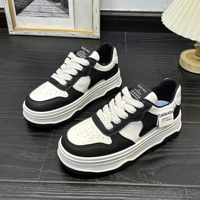 White Shoes for Women's Casual Thick Soled Height Increasing Board Shoes