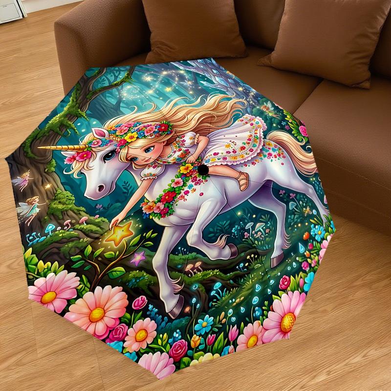1PC Unicorn Fairy Umbrella-8-Rib Reinforced, Automatic Open, Lightweight & Durable, Fashion Accessory for Outdoor, J0394
