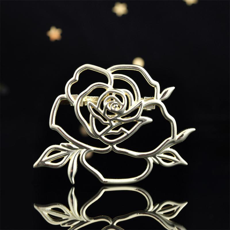 Vintage Openwork Camellia Pin, Luxe Openwork Glittering Rose Brooch For Coat Lapels