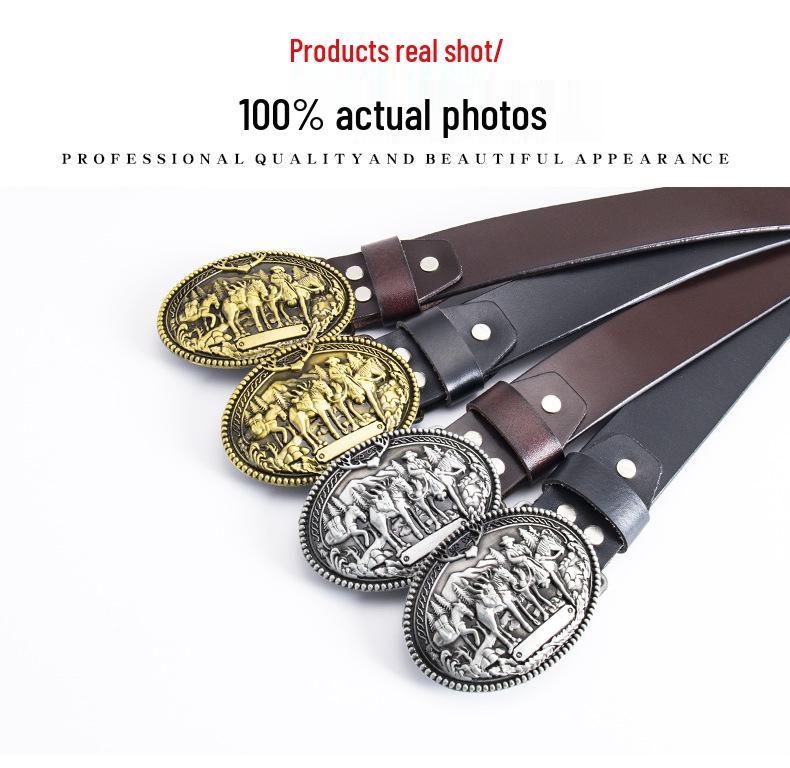 Men's Trendy Western Cowboy Genuine Leather Belt - Retro Punk Style, Perfect for Formal Wear or Birthday & New Year Gifts.