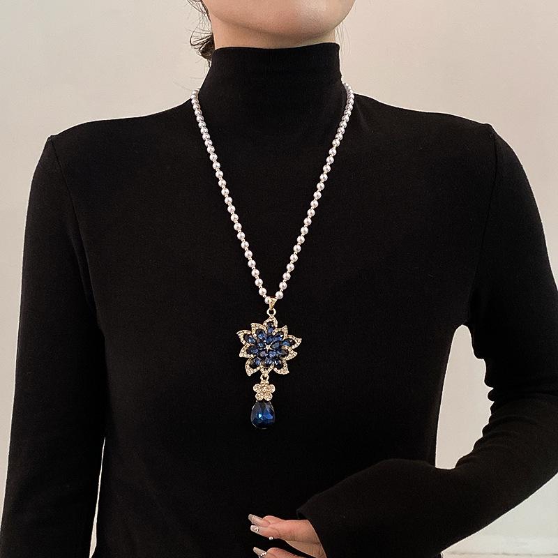 Necklace Beads Long Vintage Boho Rope Slice Chain Stone Pendants Bohemian Ethnic Women