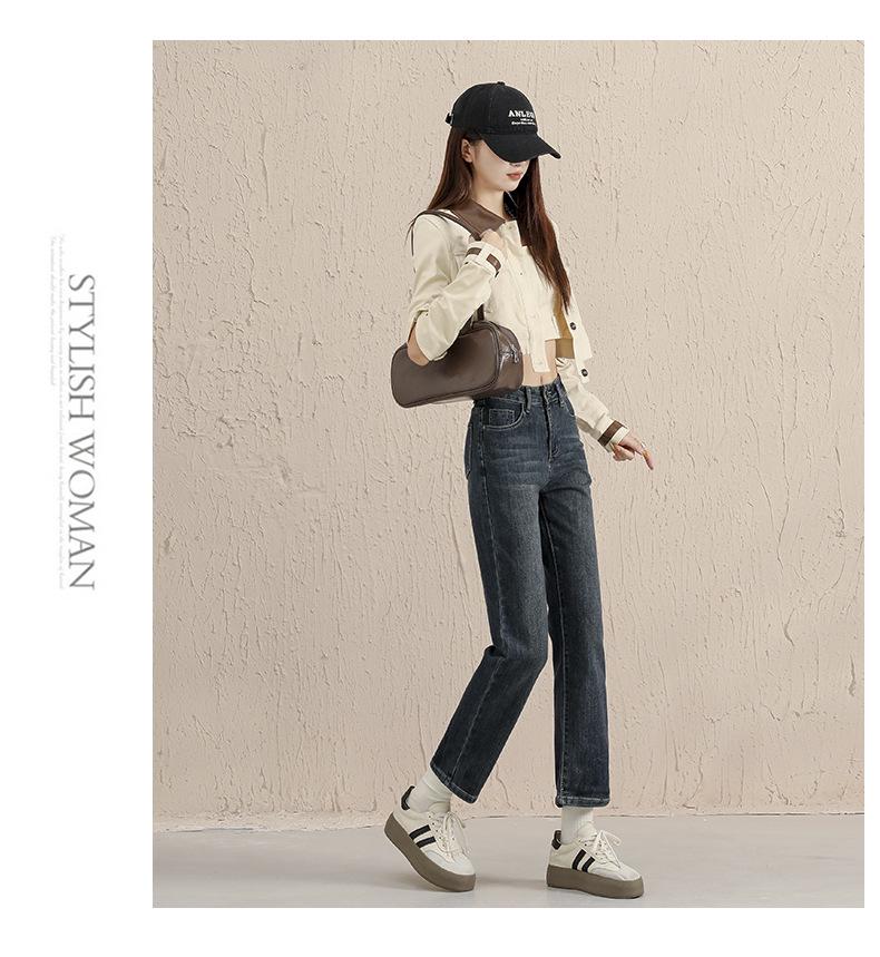 2025 Retro Stretch Slimming Cigarette Jeans - Autumn/Winter Straight-Leg Baguette Pants