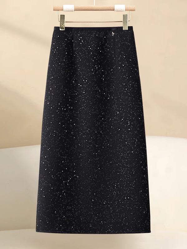 Autumn/Winter 2025 Women's Versatile High-Waisted Sequin A-Line Skirt