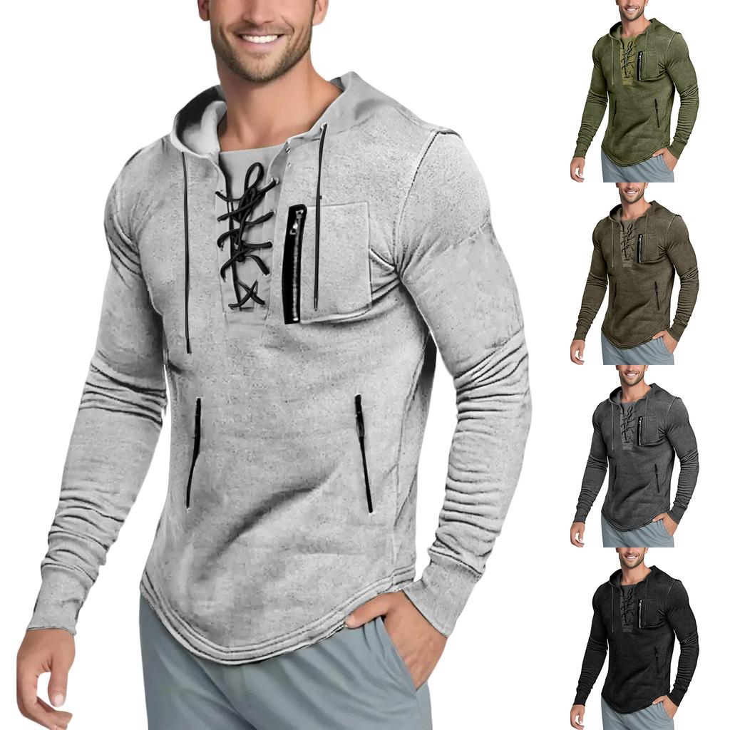 Men's Hoodie Solid Color Zipper Pocket Sports
