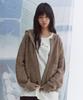 WELLBEING EXPRESS Distressed Knit Zipup Hoodie Brown