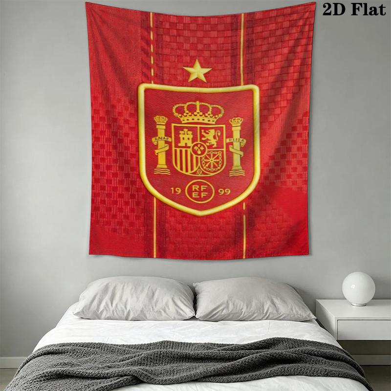 Spain National Football Team Wall Tapestry Aesthetic Wall Hanging Printed Fabric Blanket Decorative Tapestries for Bedroom Living Room Home Decor