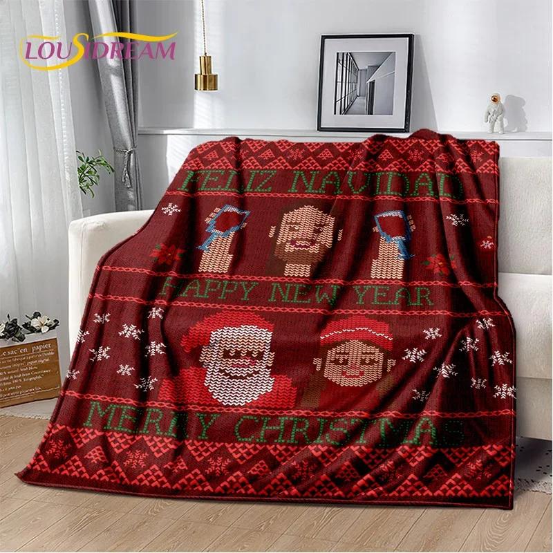Merry Christmas Tree Santa Claus Kids Gift Cartoon Plush Blanket,Flannel Blanket Throw Blanket for Living Room Bedroom Bed Sofa