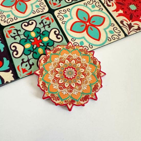 Retro Etnisk Blomst Kjøleskapsmagnet DIY Hjemmekontor Kjøkken Skap Kjøleskap 3D Vintage Fargerik Blomst Magnetisk Dekorasjon Ornament