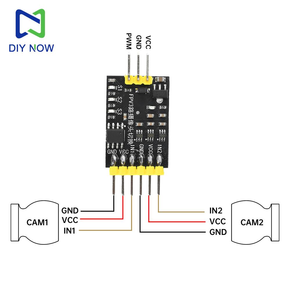 DC 5-12V 3-Channel Video Switcher Module FPV 3-way Camera Switch  PWM Control Suitable for RC Aircraft and FPV Drones Monitoring